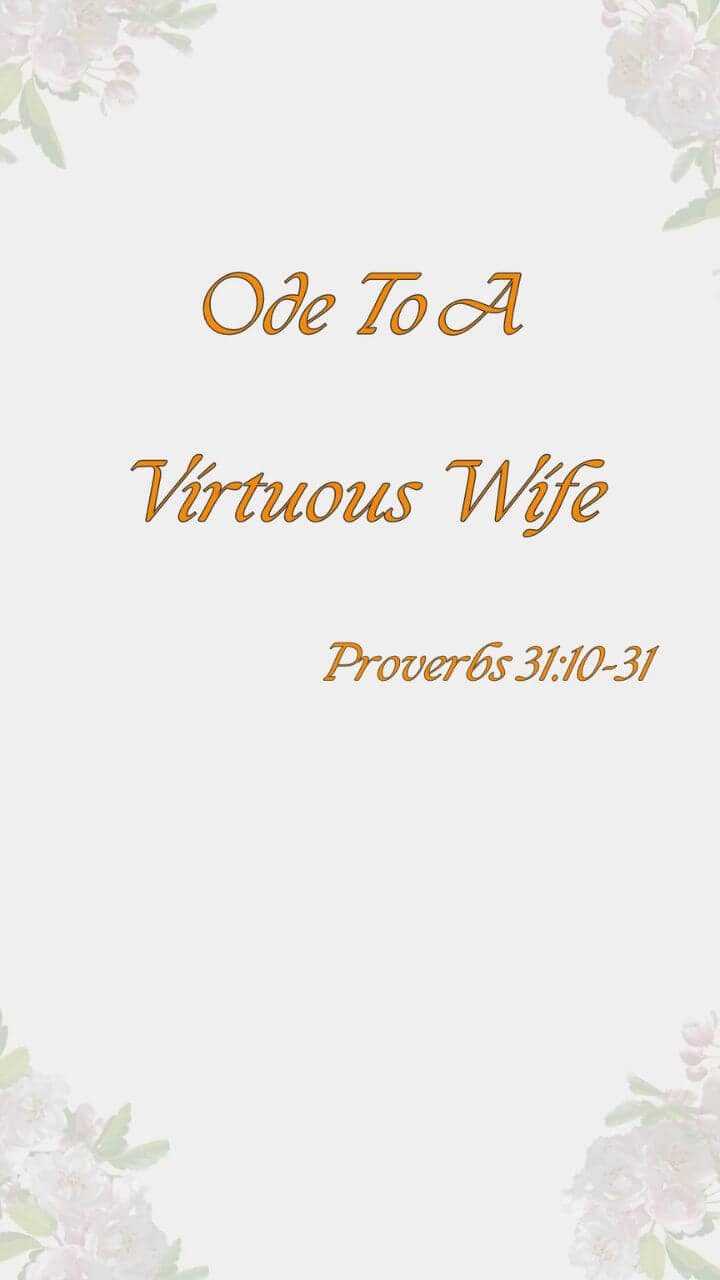 Proverbs 31 Ode To A Virtues Wife
